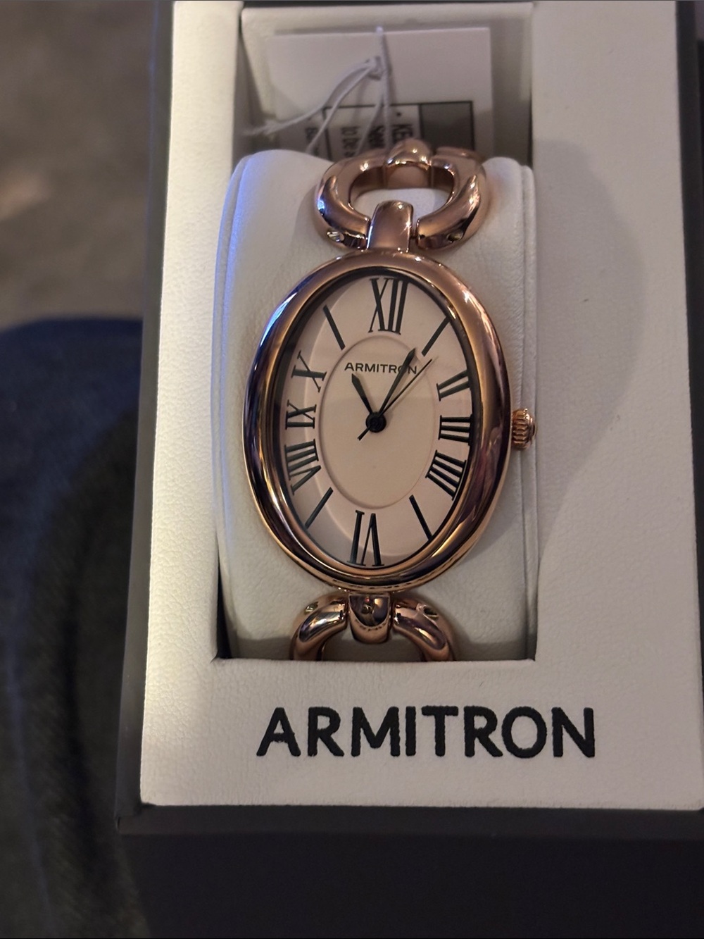 Armitron Rose Gold-Tone Oval Bracelet Watch with Roman Dial